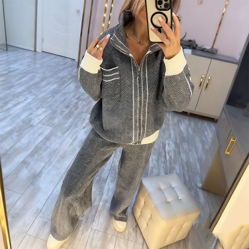 Conjunto de chaqueta y pantalón de dos piezas a la moda para mujer.