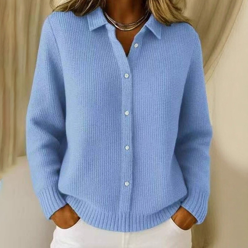 Elegante suéter de punto para mujer con cuello y bufanda