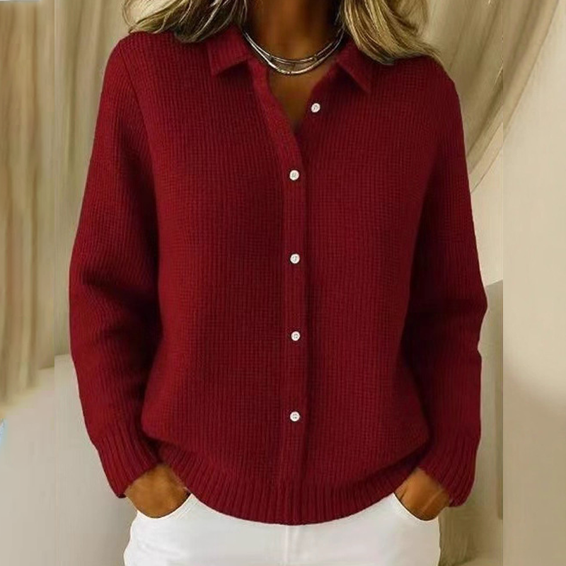 Elegante suéter de punto para mujer con cuello y bufanda