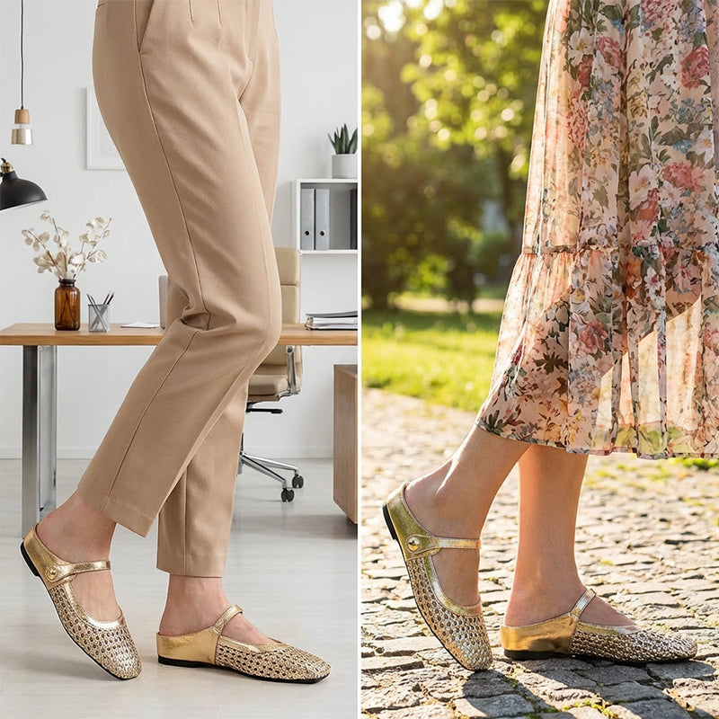 Zapatos tipo mules para mujer de tejido trenzado, con puntera cuadrada y cierre tipo Mary Jane