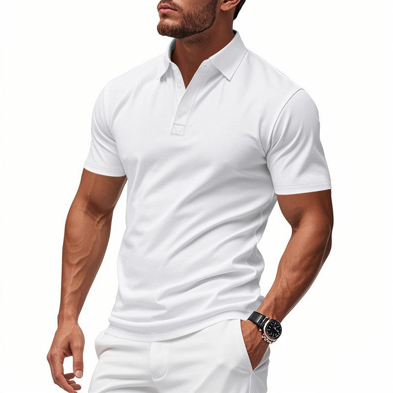 Camiseta de manga corta de secado rápido para hombre con cuello vuelto
