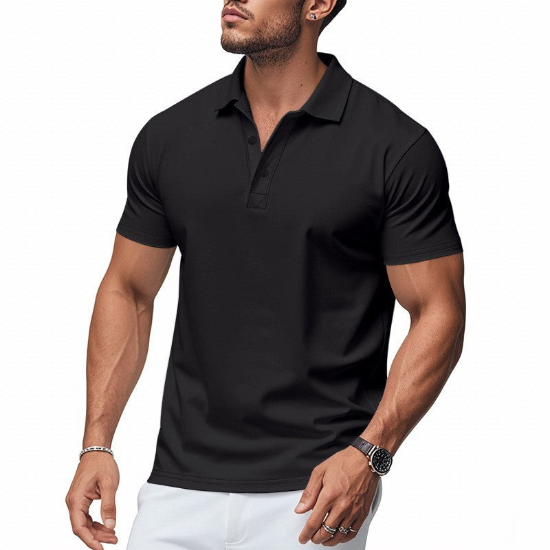 Camiseta de manga corta de secado rápido para hombre con cuello vuelto