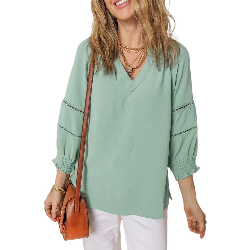 Camisa informal de mujer con cuello en V