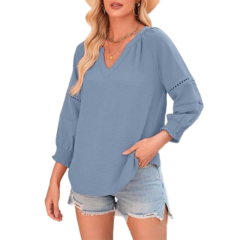Camisa informal de mujer con cuello en V