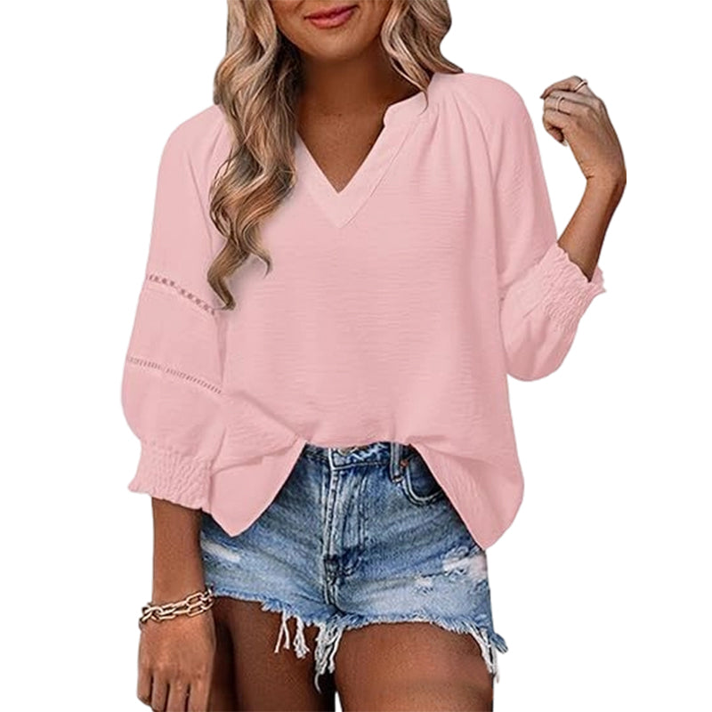 Camisa informal de mujer con cuello en V