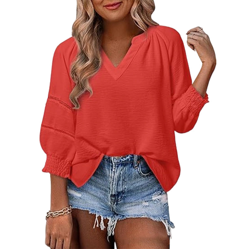 Camisa informal de mujer con cuello en V