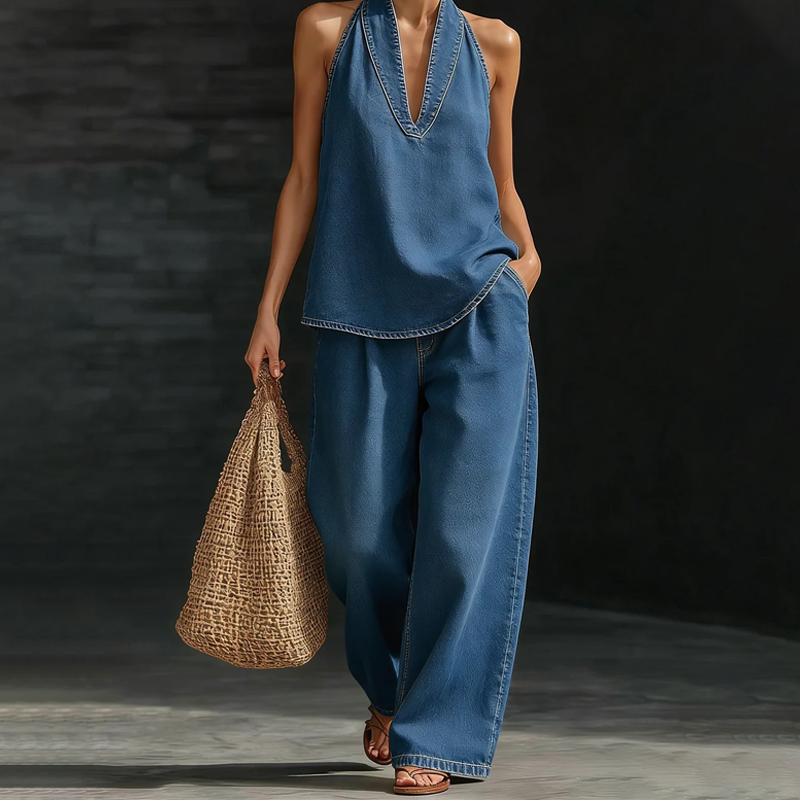 Conjunto de jeans para mujer 2026 – Retro, lavado a la piedra, pantalón de pierna recta, estilo casual