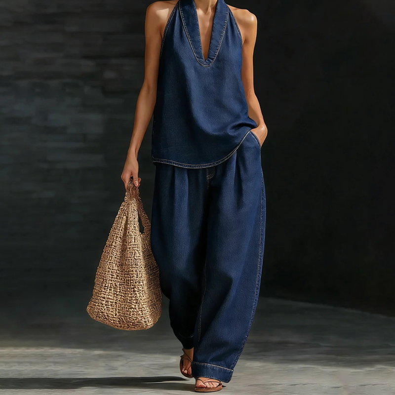 Conjunto de jeans para mujer 2026 – Retro, lavado a la piedra, pantalón de pierna recta, estilo casual